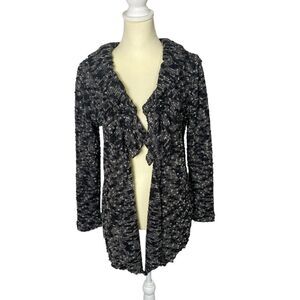 Conrad C Collection Wool Blend Chunky Knit Ruffle Collar Cardigan Women's Size M
